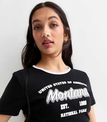 Girls Black Short Sleeve Montana Crop Top