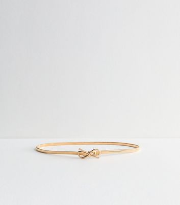 Gold Tone Bow Slinky Belt New Look