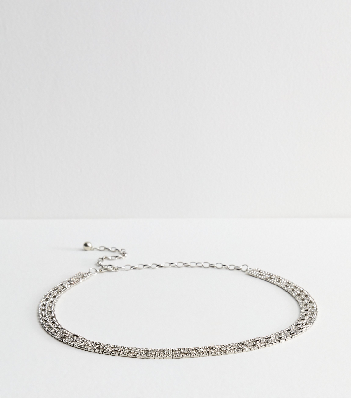 Silver Tone Diamanté Chain Belt New Look