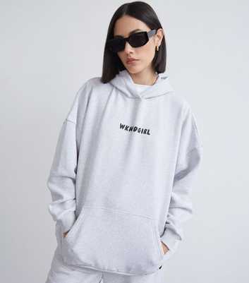 WKNDGIRL Grey Logo Oversized Hoodie