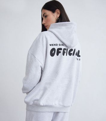 WKNDGIRL Grey Logo Oversized Hoodie