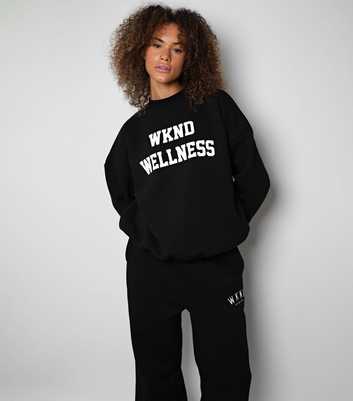 WKNDGIRL Black Oversized Wellness Logo Sweatshirt