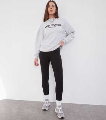 WKNDGIRL Grey Embroidered Logo Oversized Sweatshirt