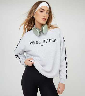 WKNDGIRL Grey Stripe Sleeve Sweatshirt