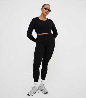 WKNDGIRL Black Seamless Ribbed High Waist Leggings