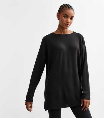 Tall Black Soft Touch Long Oversized Top