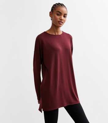 Tall Burgundy Soft Touch Long Oversized Top