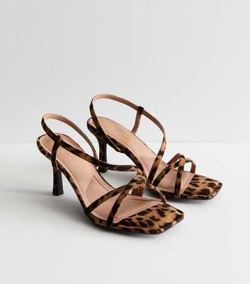 Wide Fit Brown Leopard Print Strappy Sandals 