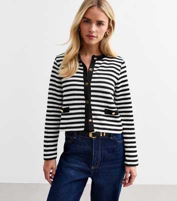 Petite Black Striped Button Front Top