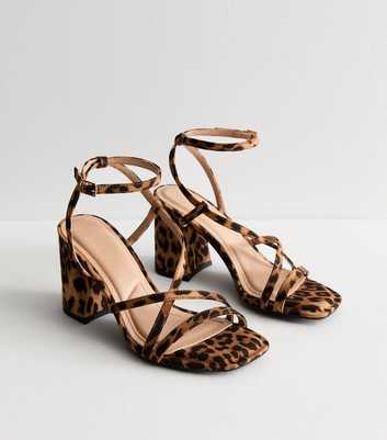 Brown Leopard Print Block Heel Sandals