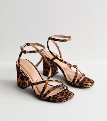 Brown Leopard Print Block Heel Sandals New Look