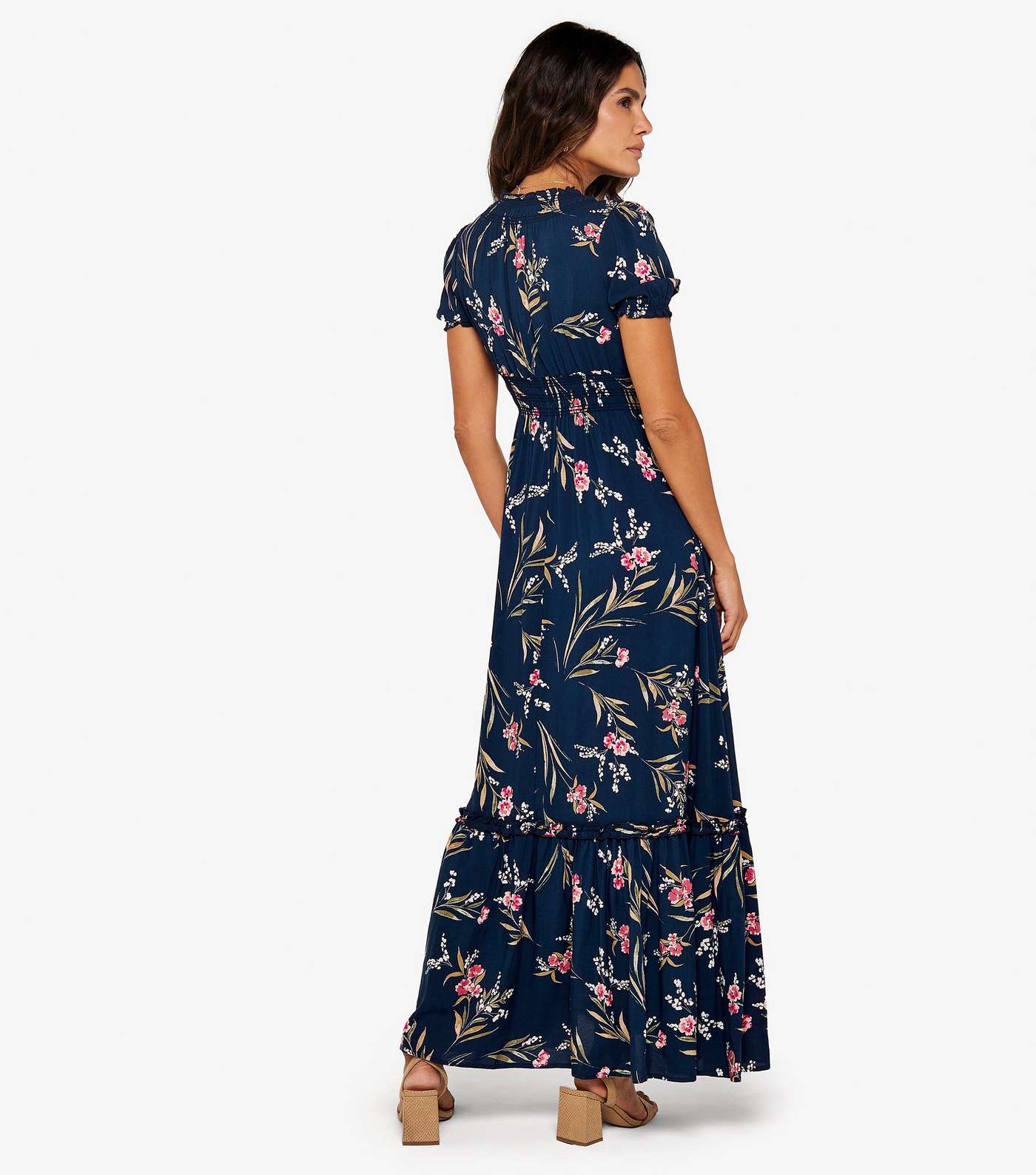 Apricot Navy Floral Print Maxi Dress Image 3