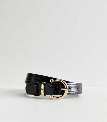 Black Croc Buckled Belt 