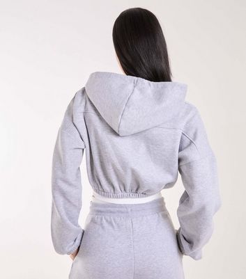 Pink Vanilla Grey Contrast Waist Crop Hoodie | New Look