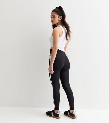 Girls Black Side Stripe Leggings
