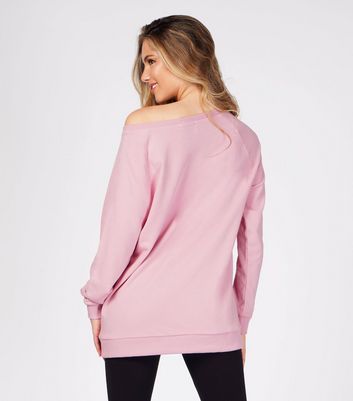 Pineapple Mid Pink Logo Off Shoulder Jumper | New Look