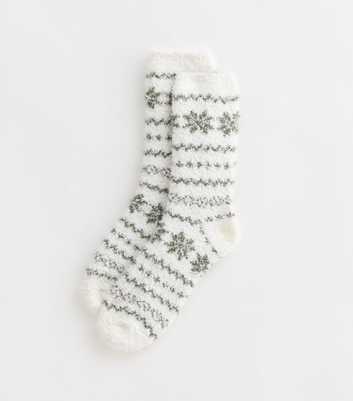 Green Fairisle Pattern Fleece Cosy Socks