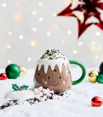 Brown Christmas Pudding Ceramic Mug With Lid