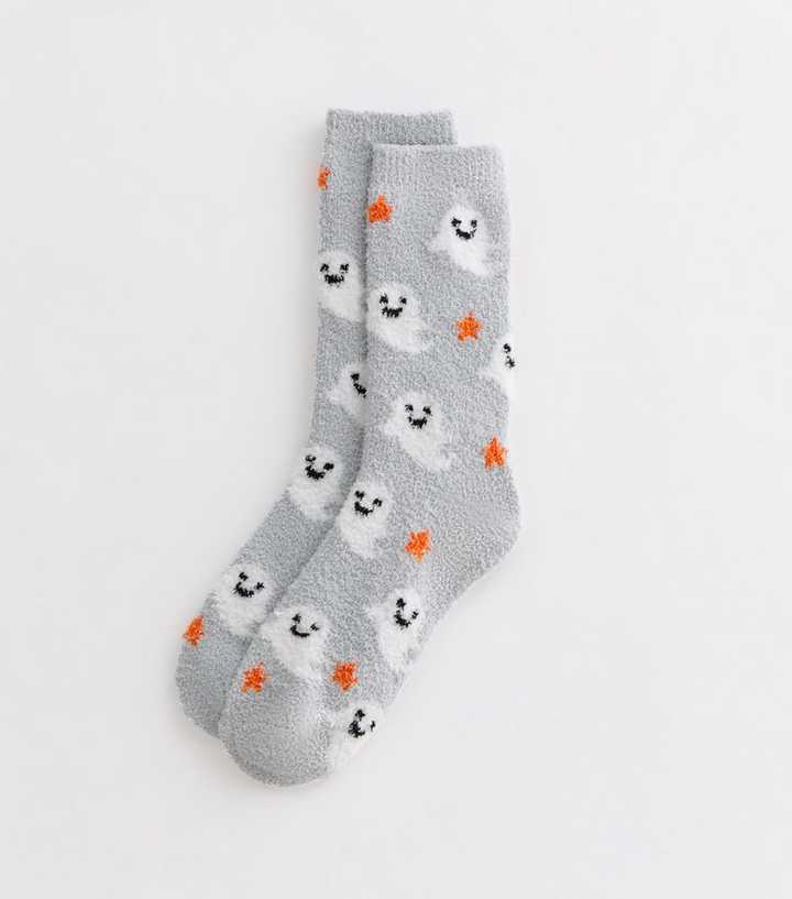 Grey Ghost Cosy Halloween Socks