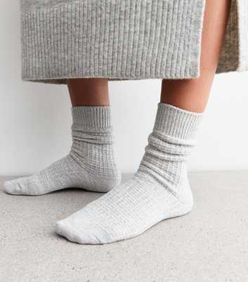 Light Grey Waffle Knit Lounge Socks 