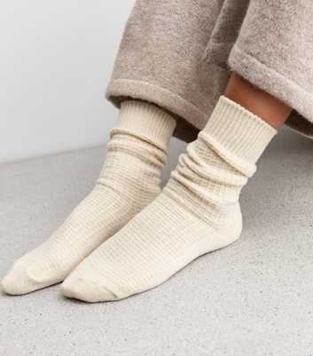 Cream Waffle Knit Lounge Socks 