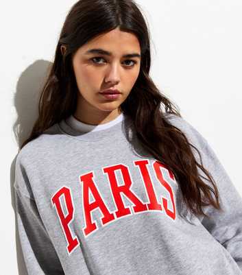 Grey Paris Print Cotton Sweatshirt