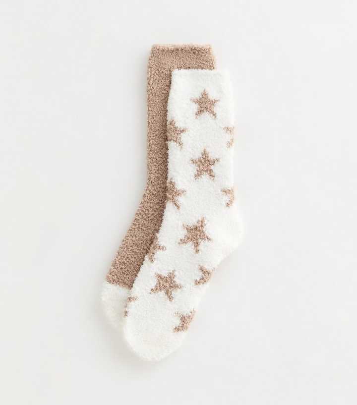 Pack of 2 Star and Plain Cosy Socks