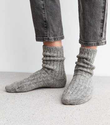 Grey Chunky Rib Lounge Socks