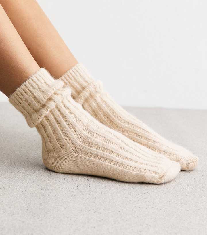 Cream Chunky Rib Lounge Socks