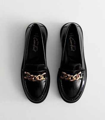 Wide Fit Black Chain-Embellished Loafers