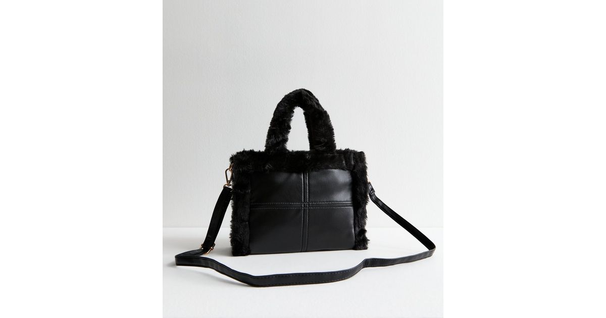 Christina Faux Fur Crossbody Bag In Black main image 1