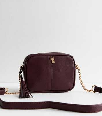 Burgundy Leather Look Crossbody Camera Bag