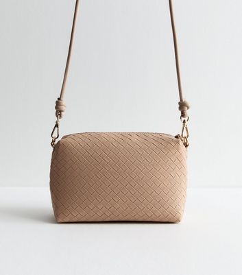 Camel Woven Leather Look Crossbody Bag New Look