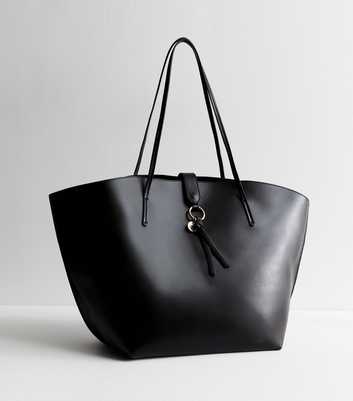 Black Leather-Look Tote Bag