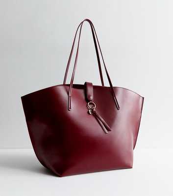 Burgundy Leather-Look Tote Bag