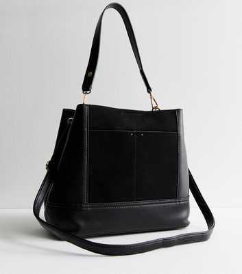 Black Triple Compartment Hobo Bag