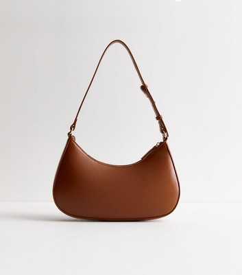 Tan Leather-Look Shoulder Bag 