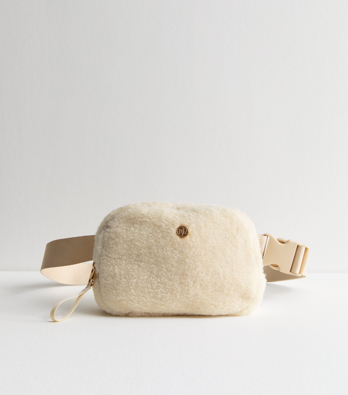 Cream Borg Zipped Bumbag Vegan New Look