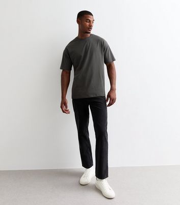 Men's Grey Cotton Oversized T-Shirt New Look