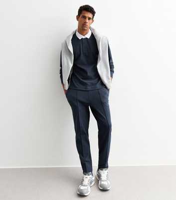 Navy Regular Pintucked Joggers