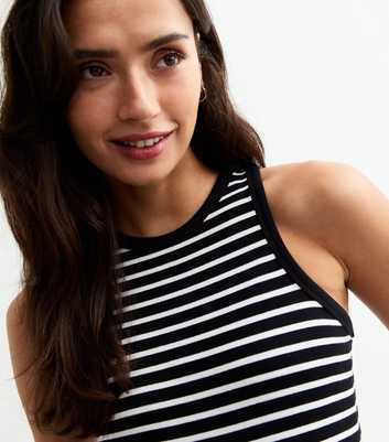 Tall Black Striped Racer Vest Top