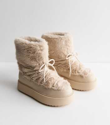 Off White Faux Fur Boots