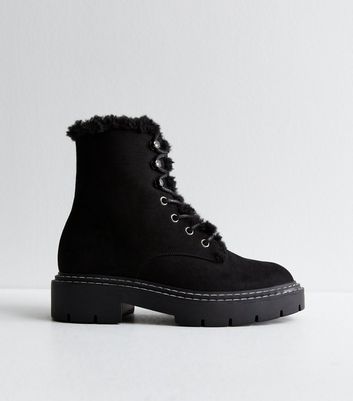 Black combat boots with fur online