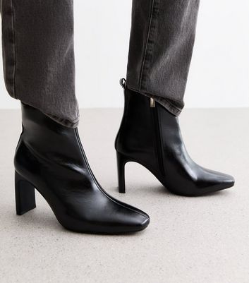 Black Square Toe Ankle Boots New Look