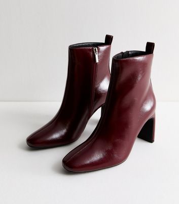 Burgundy Square Toe Ankle Boots New Look