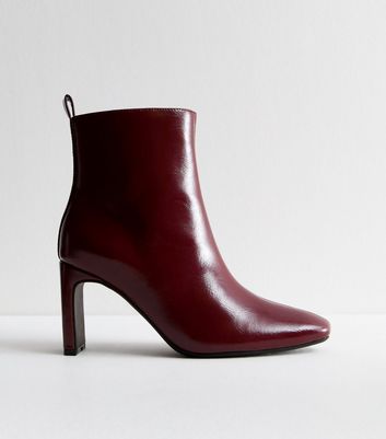 Burgundy Square Toe Ankle Boots New Look