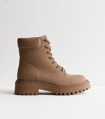 Brown Leather Look Lace Up Boots New Look