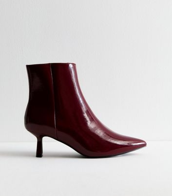 Burgundy kitten heel ankle boots on sale