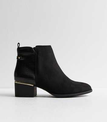 Black Suedette Zipped Ankle Boots