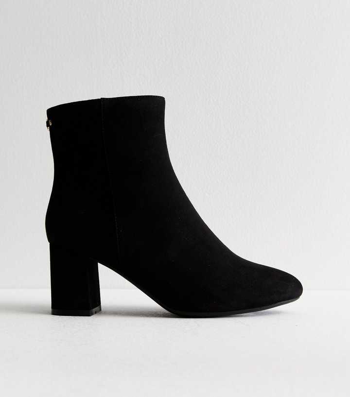 Black Suede Effect Block Heel Ankle Boots New Look black-suede-effect-block-heel-ankle-boots-new-look
